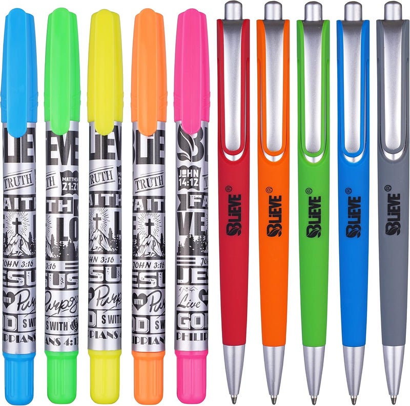 Believe - Bible Study Kit With Gel Highlighters And Pens No Bleed Through, Amazing Bible Highlighter and Pens Fine Tip set Planner Supplies Gifts (10 Pack) - Image 1